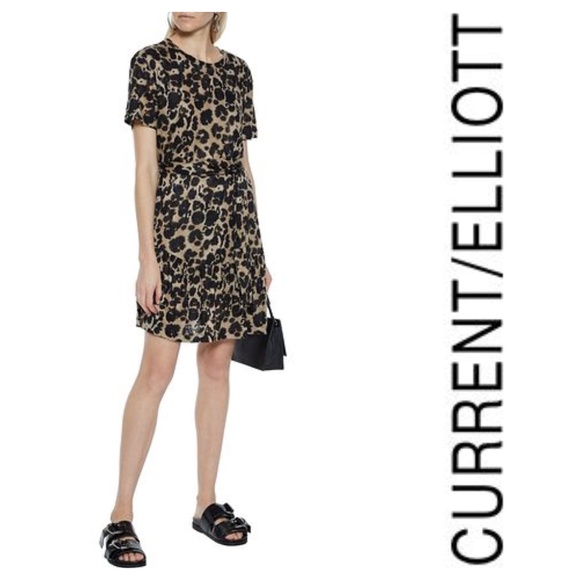 Current/Elliott The Crystal Leopard-print Linen-jersey Mini Dress 2 - Picture 1 of 6